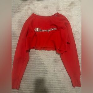 Champion Red Cropped Sweatshirt Size Large